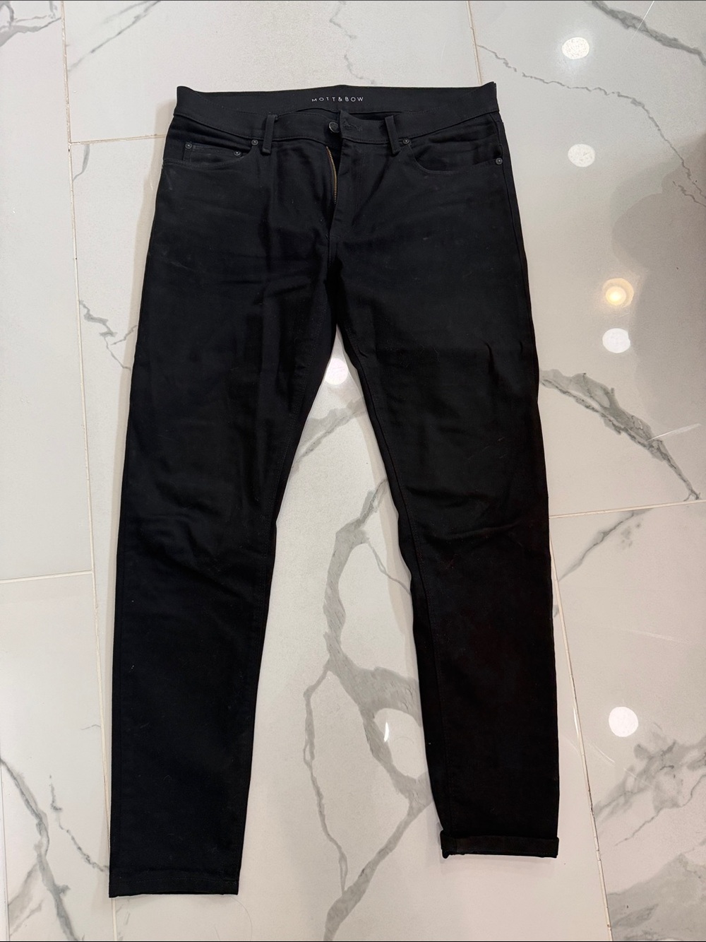 Men's Slim Straight Black Jeans by MOTTSBOW